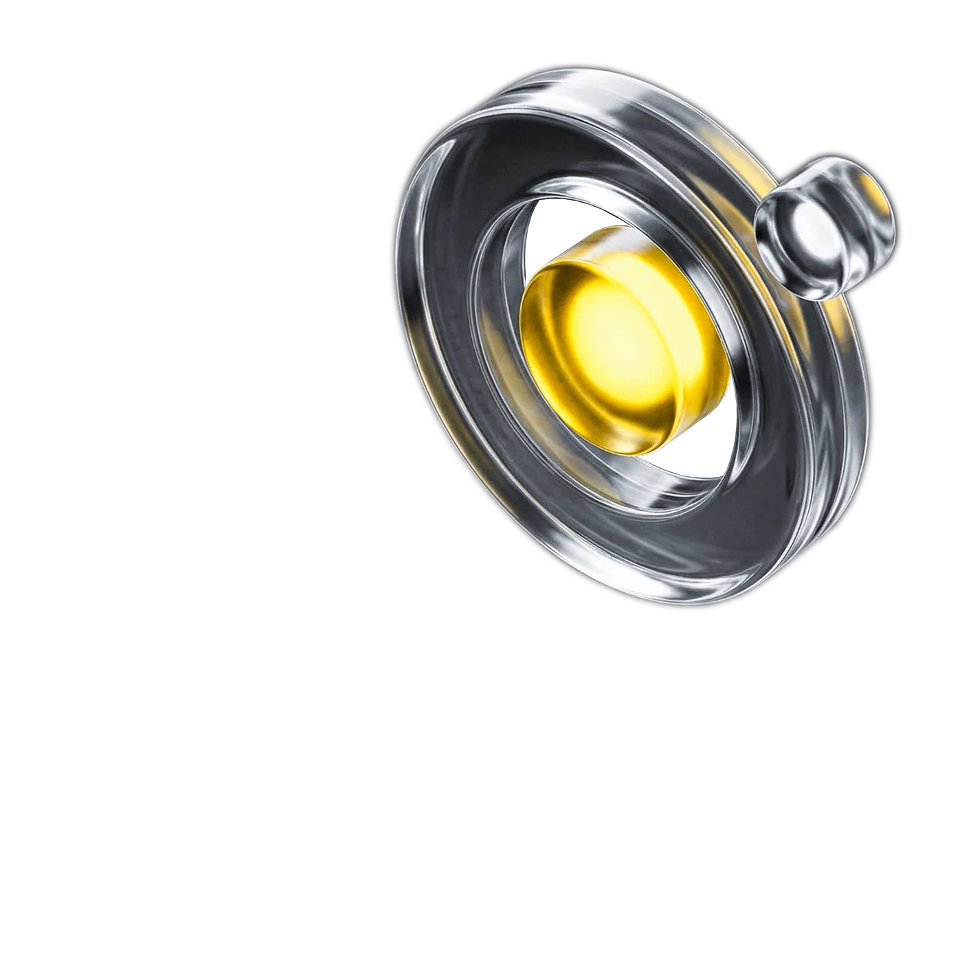 ATOM 3D symbol: a silver ring with a yellow core